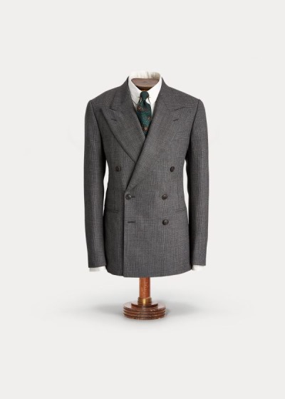 Cazadoras Ralph Lauren Hombre Negros / Grises - Glen Plaid Wool - EZMUW3120